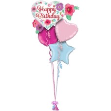 Birthday Heart Flower Cluster