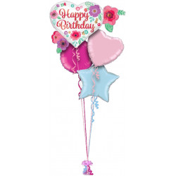 Birthday Heart Flower Cluster