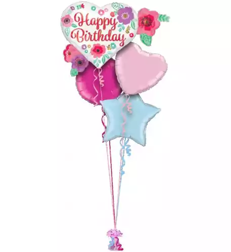 Birthday Heart Flower Cluster