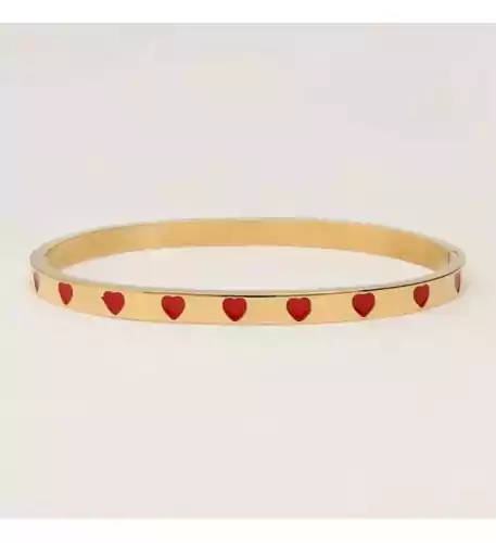 My Jewellery – Bangle with Red Hearts – Gold-Colored My Jewellery – Bangle with Red Hearts – Gold-Colored