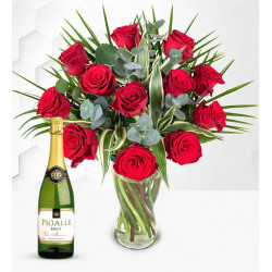 12 Red Roses with Fizz