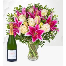 Pink Lilies & Roses Champagne (Standard)