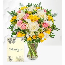 Rose, Freesia & Thank You Card (Standard)