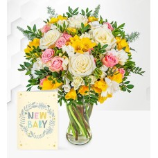 Rose and Freesia with New Baby Card (Standard)