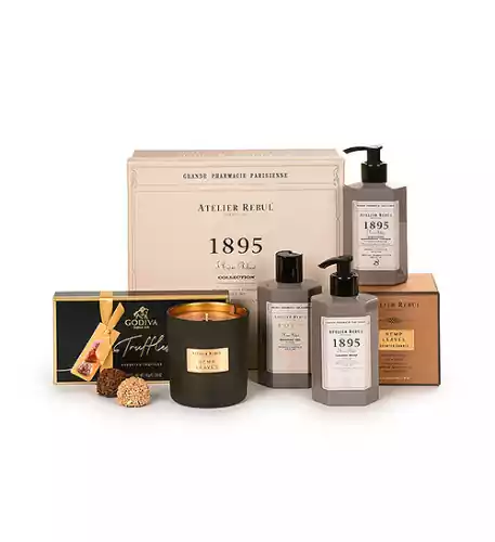 Atelier Rebul : 1895 gift box, Hemp Leaves candle & Godiva Truffles