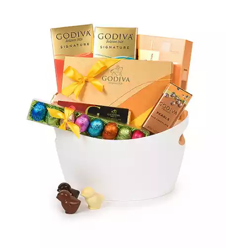 Godiva Stylish Easter White Basket Godiva Stylish Easter White Basket