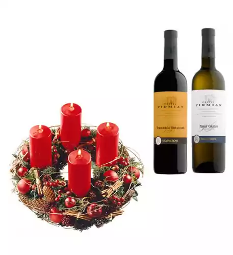 Advent Wreath Red + Castel Firmian Red & White Wine
