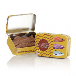 6 sardines in milk chocolate caramel crepe lace in metal box (66g tin)