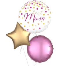 Best Mum Pink and Gold Balloon (3 Balloons Gift Boxed)