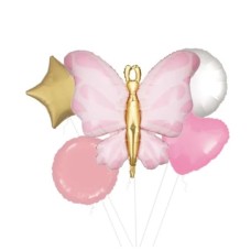 Pink Butterfly Supershape Balloon (3 Balloons Gift Boxed )