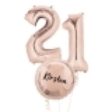 Large Rose Gold Shape Balloon No 1 (3 Balloons Gift Boxed)
