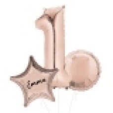 Large Rose Gold Shape Balloon No 2 (3 Balloons Gift Boxed)