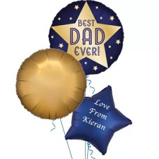 Best Dad Ever Gold Star Balloon (3 Balloons Gift Boxed)