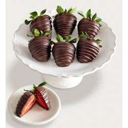 Artisan Belgian All Dark Chocolate Strawberries (Half Dozen)