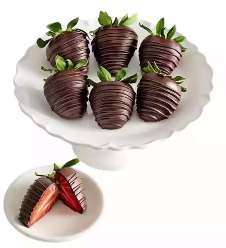 Artisan Belgian All Dark Chocolate Strawberries (Half Dozen)