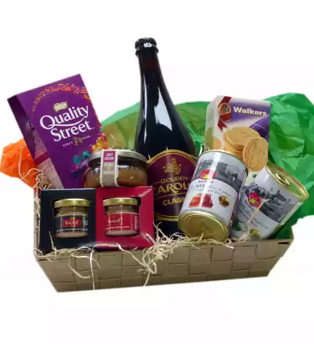 Aperitif basket with foie gras and Belgian beer