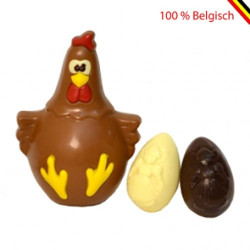 Colored milk chocolate Easter chicken and Easter eggs