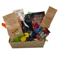 Italian gift basket with pasta and bubbles