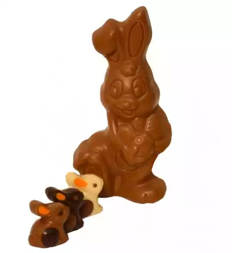 Chocolate Easter bunny and stuffed Easter figures