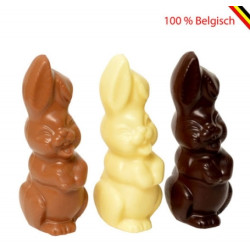 Trio Laughing Bunnies chocolate Callebaut 12 cm M, W, D