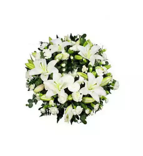 Funeral wreath of lilies and carnations