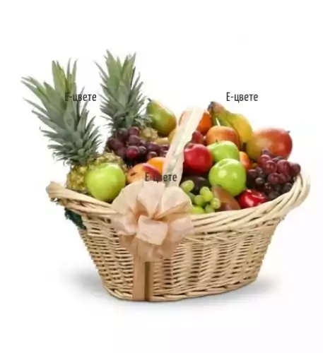 Basket with fruits and two pineapples Basket with fruits and two pineapples