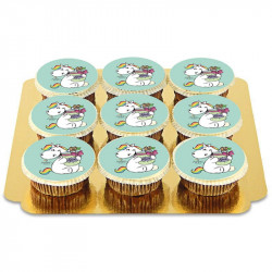  Green Chubby Unicorn Cupcakes - 9pcs