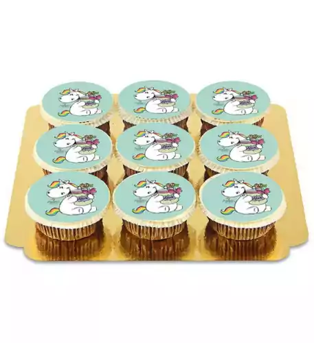  Green Chubby Unicorn Cupcakes - 9pcs