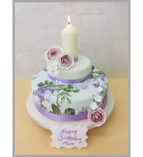 Candle Lit Garden Cake