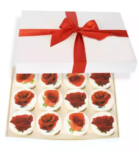 12 Red Rose Cupcakes