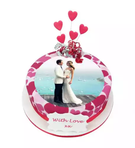 Busy HeartsPhoto Cake (8 Inch Serves 20)