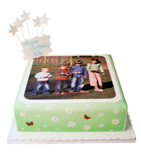 Daisies and Butterflies Photo Cake