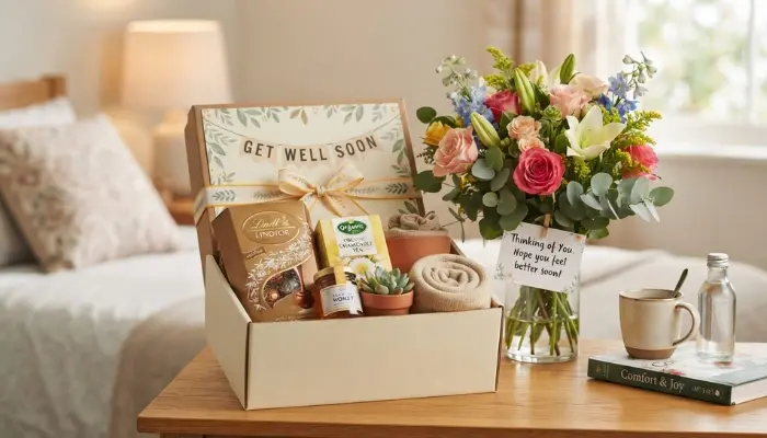 get well soon presents gift box flowers chocolates