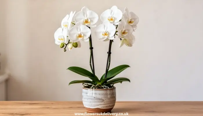White orchid plant delivery for Mother's Day.