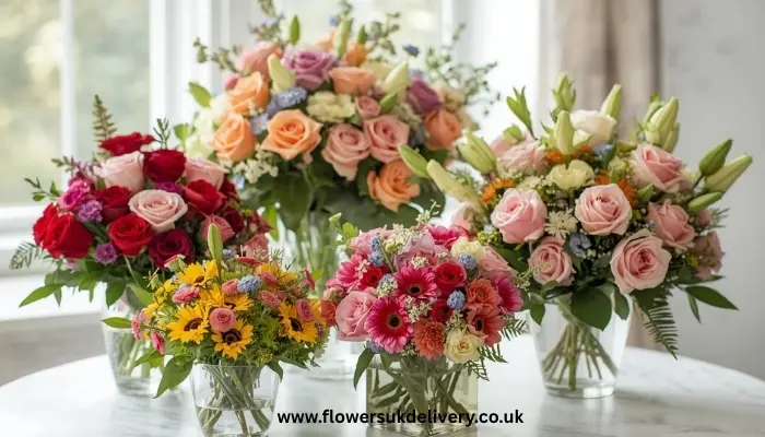 Birthday flower gift options featuring popular UK flower varieties
