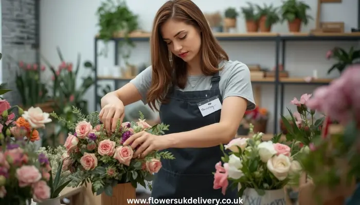 Professional florist creating best Valentine's Day flowers UK delivery