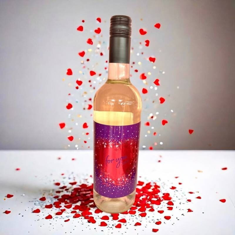 For You Heart Bottle of Pinot Grigio White Wine