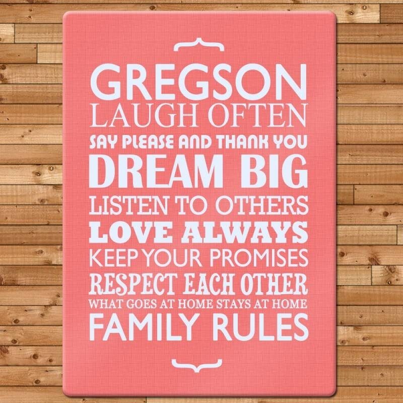 Personalised Family Rules Glass Chopping Board