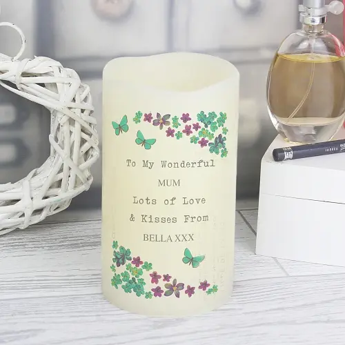 Personalised Forget Me Not LED Candle