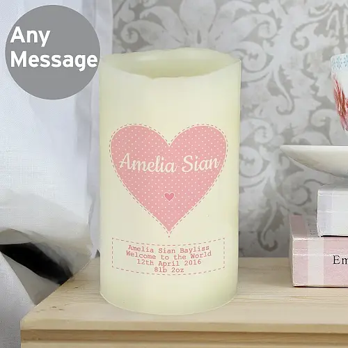 Personalised Stitch & Dot Girls Nightlight LED Candle