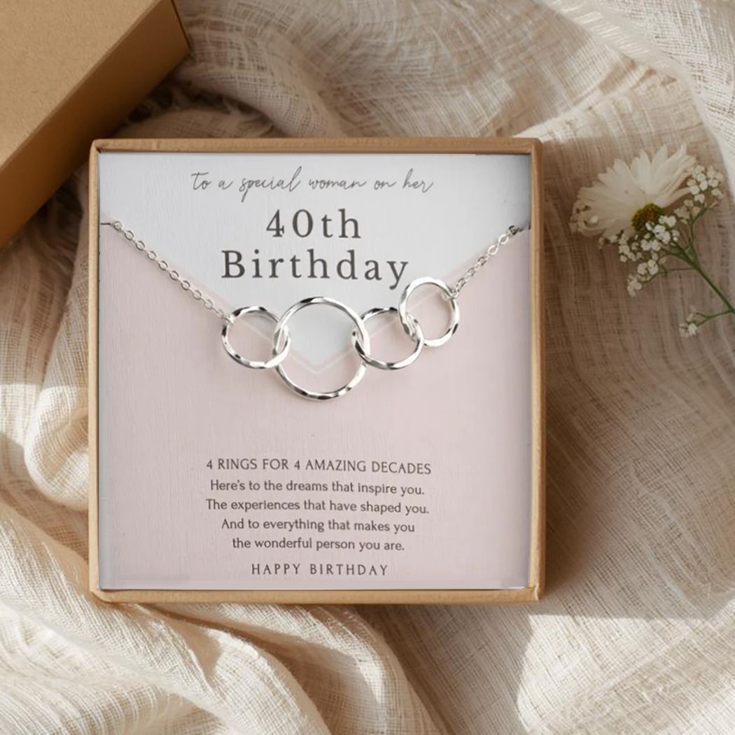 Eternity Circles Sterling Silver Necklace - 40th Birthday