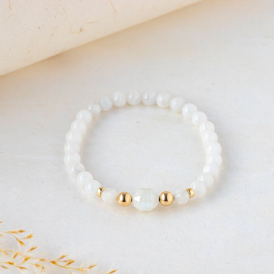 Spectral Harmony Rainbow Moonstone Gemstone Bracelet 6mm