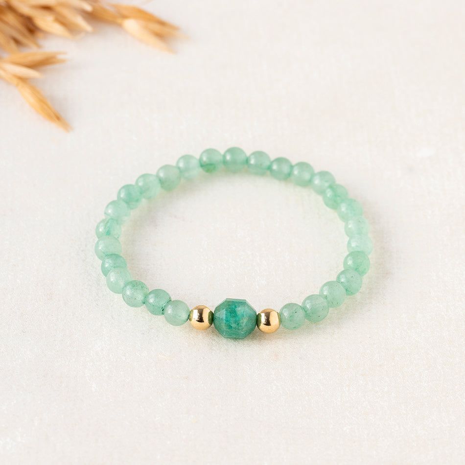 Divine Blessings Gemstone Bracelet with Green Aventurine and Gold Details