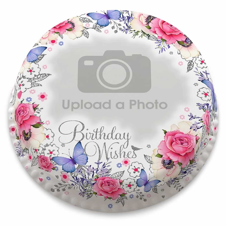 Birthday Wreath Photo Cake (Small Party Cake (Serves 10-12))