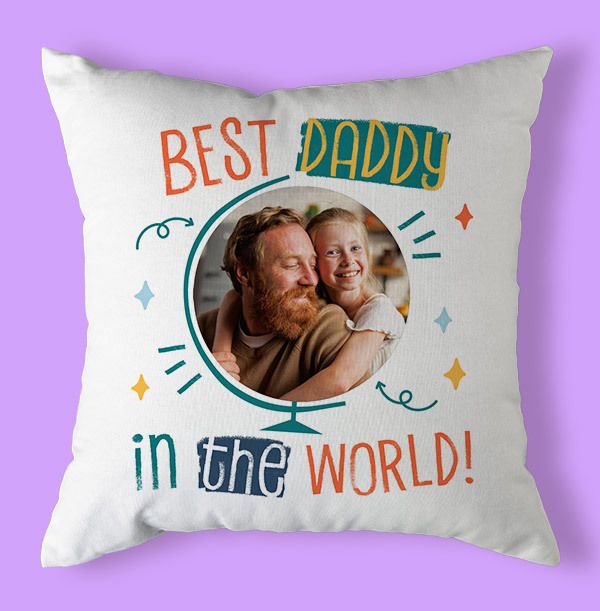 Cancer Research UK Best Daddy in the World Photo Upload Cushion