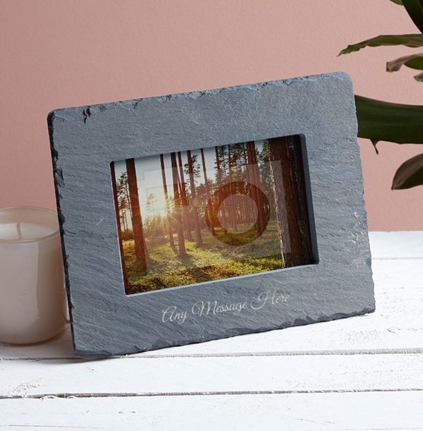 Any Text Personalised Slate Photo Frame - Landscape (4x6)