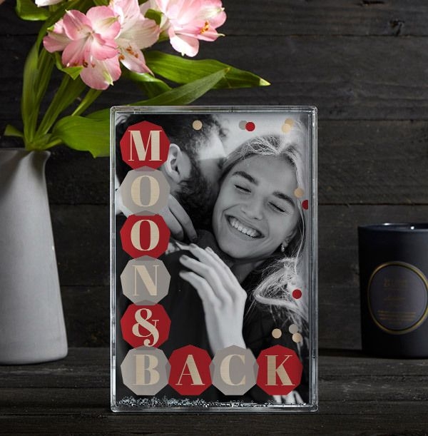 Moon and Back Glitter Photo Block