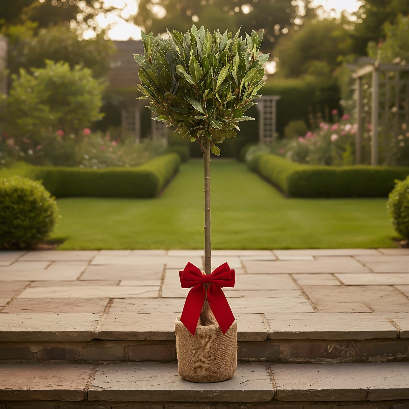 Festive Wrapped Laurus Nobilis Patio Outdoor Bay Tree Gift 2-3ft