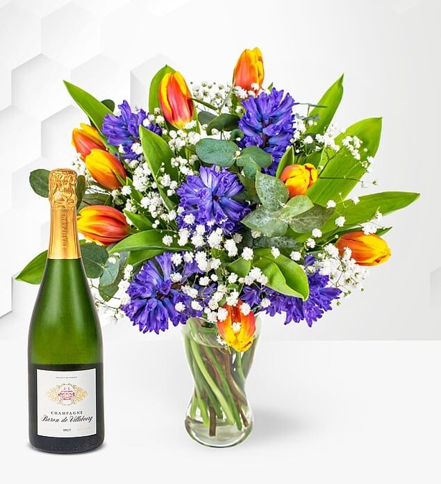 Hyacinth & Tulips With Champagne (Standard)