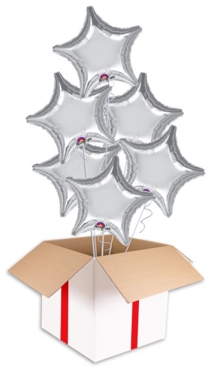 Silver Stars Party Bouquets (2x Bunch of 6 Balloons (12 Balloons))
